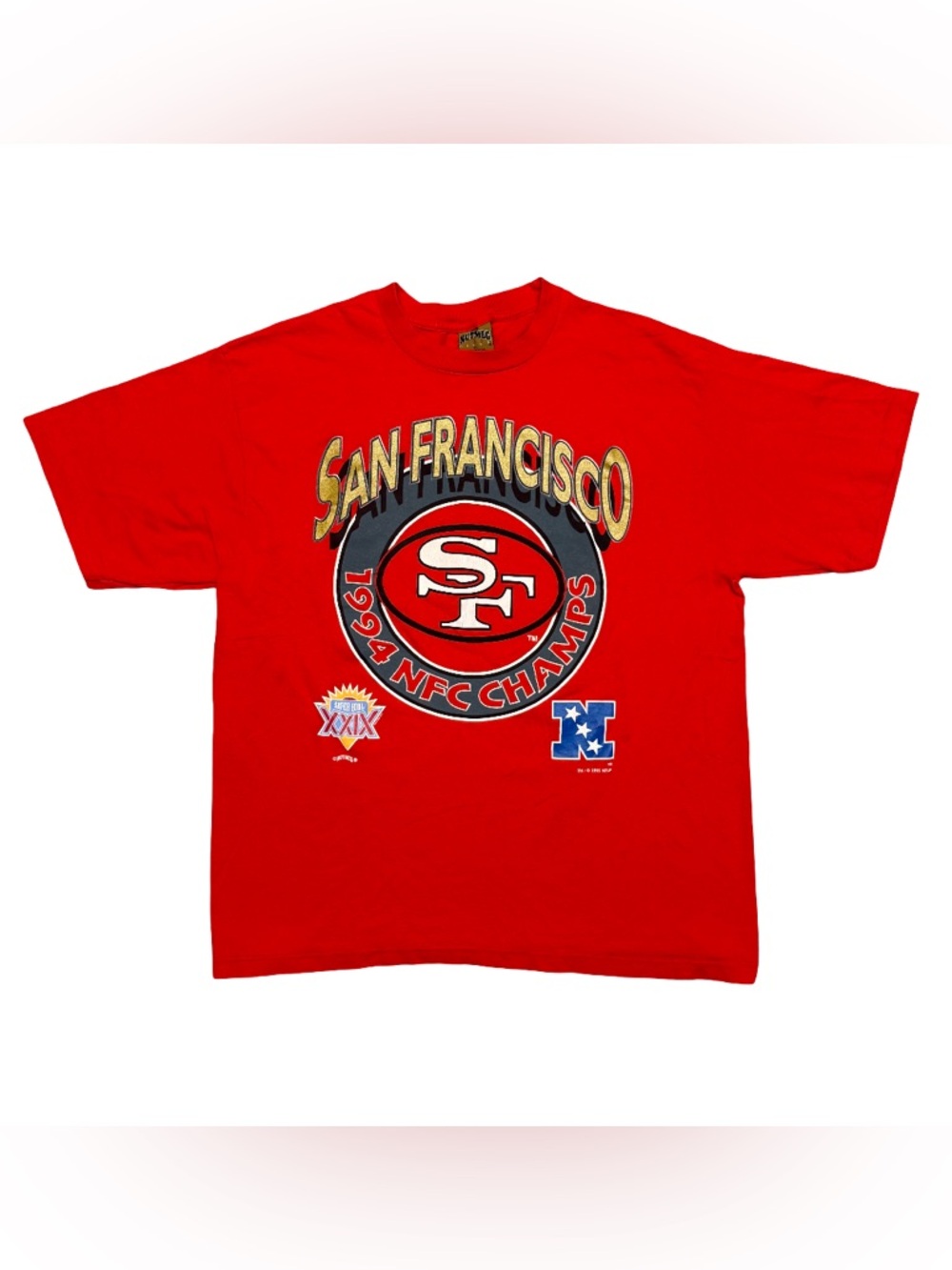 Vintage Nutmeg 1994 NFL San Francisco 49ers NFC Champions Graphic T-Shirt Red XL